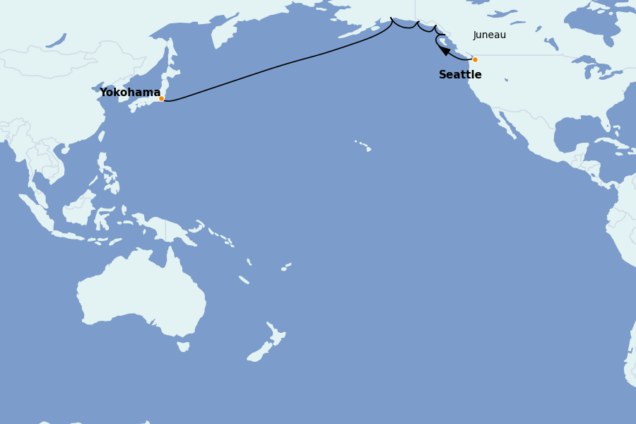 Itinéraire de la croisière Alaska 15 jours à bord du Discovery Princess