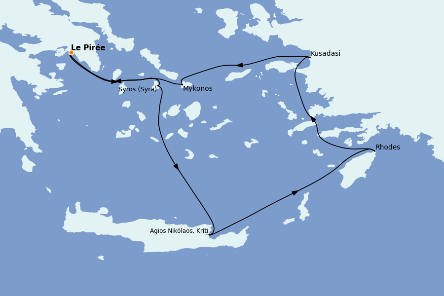 Itinéraire de la croisière Grèce & Adriatique 6 jours à bord du Silver Spirit
