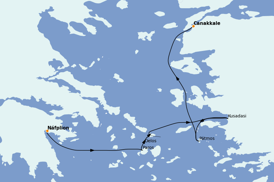 Itinéraire de la croisière Grèce & Adriatique 7 jours à bord du Le Boréal
