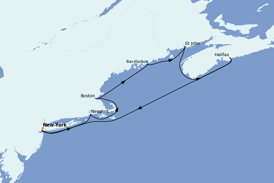 Itinéraire de la croisière Canada 7 jours à bord du Norwegian Getaway