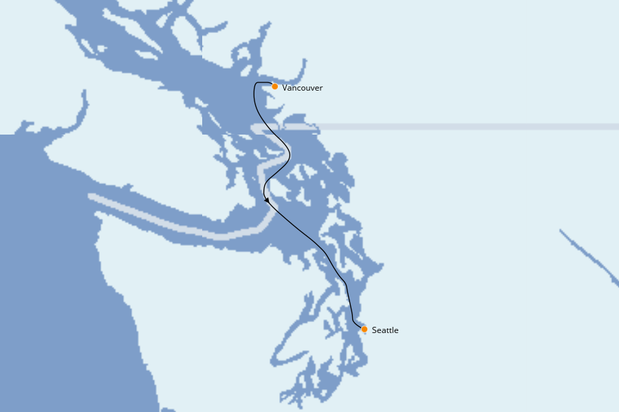Itinéraire de la croisière Alaska, Canada et Glacières 1 jours à bord du Ms Eurodam