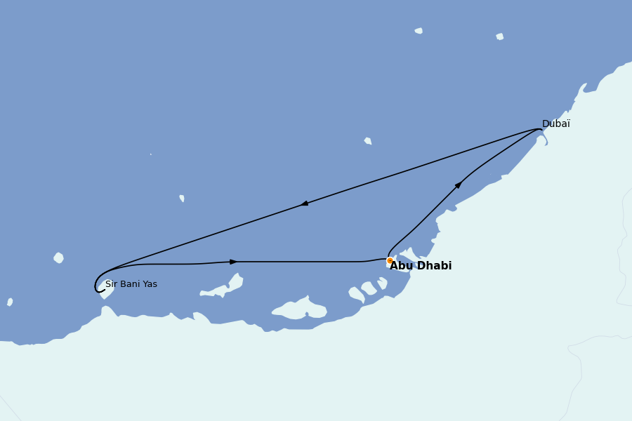 Itinéraire de la croisière Dubaï - Emirats 5 jours à bord du Celestyal Journey