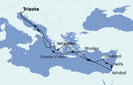 Itinéraire de la croisière Grèce & Adriatique 12 jours à bord du Ms Oosterdam