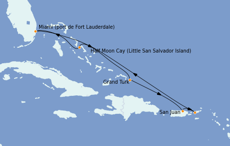 Itinéraire de la croisière Caraïbes de l'Est 7 jours à bord du Ms Volendam