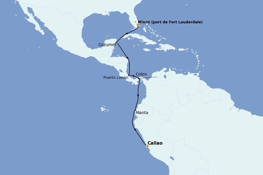 Itinéraire de la croisière Caraïbes de l'Ouest - Mexique, Cuba, Jamaïque 13 jours à bord du Silver Dawn