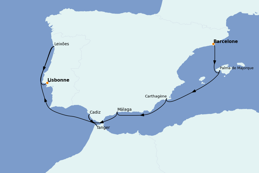 Itinerario del crucero Mediterráneo Occidental 8 días a bordo del Celebrity Equinox