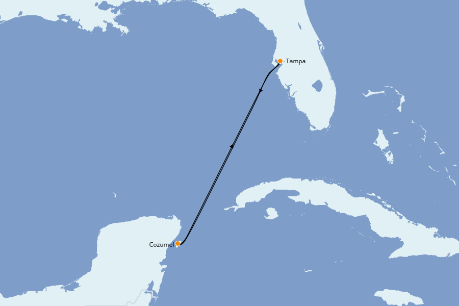 Itinéraire de la croisière Caraïbes de l'Ouest - Mexique, Cuba, Jamaïque 4 jours à bord du Rhapsody of the Seas