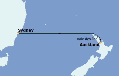 Itinéraire de la croisière Australie 2024 4 jours à bord du Grand Princess