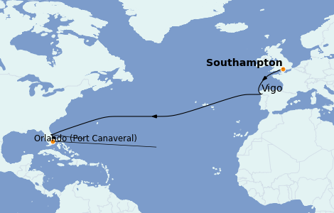 Itinéraire de la croisière Caraïbes de l'Est 12 jours à bord du Queen Elizabeth