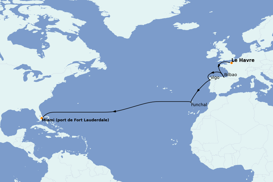 Itinéraire de la croisière Méditerranée 15 jours à bord du Emerald Princess