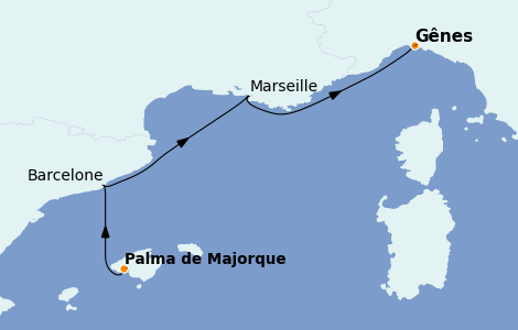 Itinéraire de la croisière Méditerranée 3 jours à bord du MSC Fantasia