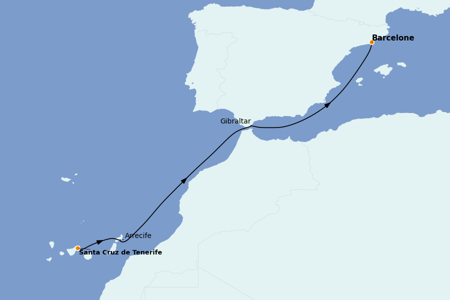 Itinéraire de la croisière Méditerranée 5 jours à bord du Explora II