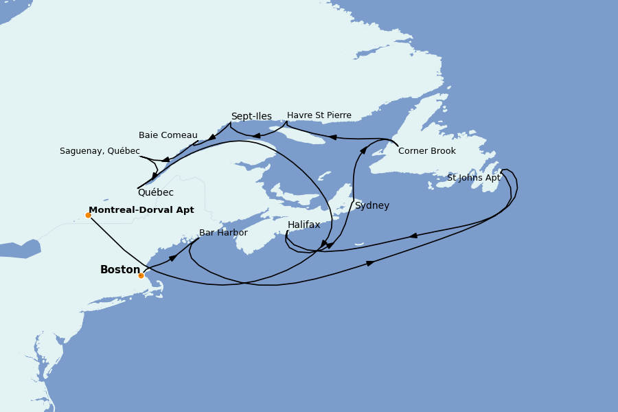 Itinéraire de la croisière Alaska, Canada et Glacières 11 jours à bord du Insignia