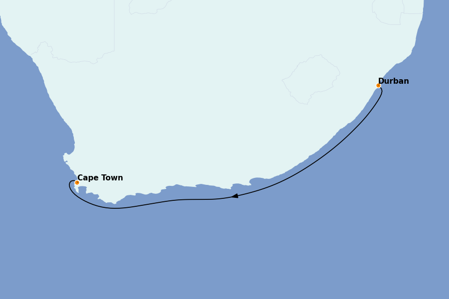Itinéraire de la croisière OCÉAN INDIEN - AFRIQUE 3 jours à bord du MSC Opera