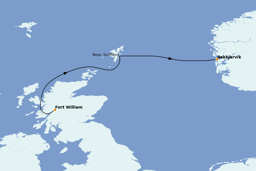 Itinéraire de la croisière Îles Britanniques 7 jours à bord du Le Boréal