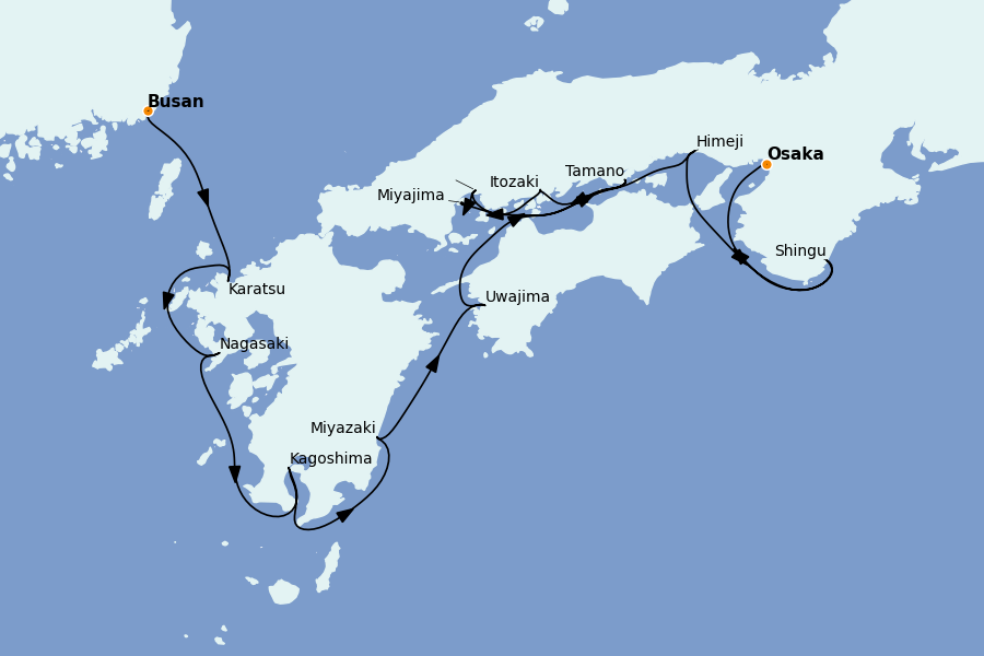 Itinerario del crucero China, Japón, Hong Kong, Taiwán, Corea del Sur 12 días a bordo del Le Soléal