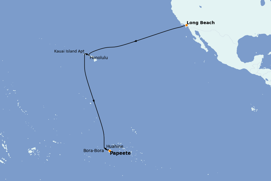 Itinéraire de la croisière Polynésie 18 jours à bord du Seabourn Sojourn