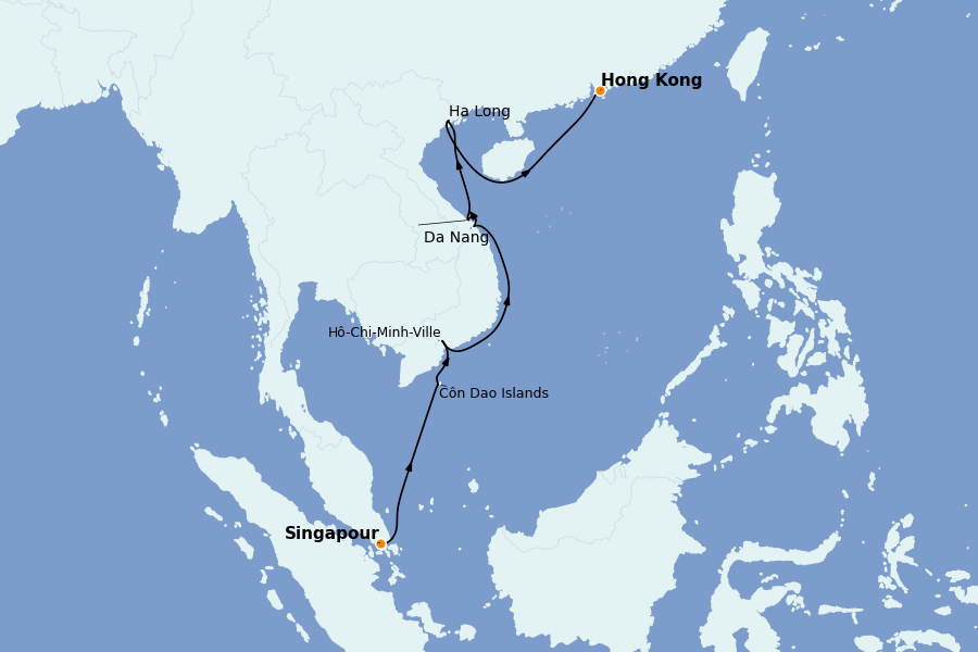 Itinéraire de la croisière Chine, Japon, Hong Kong, Taïwan, Corée du Sud 14 jours à bord du Le Jacques Cartier