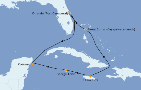 Itinéraire de la croisière Caraïbes de l'Ouest 7 jours à bord du Norwegian Escape