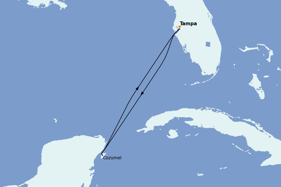 Itinéraire de la croisière Caraïbes de l'Ouest - Mexique, Cuba, Jamaïque 4 jours à bord du Grandeur of the Seas