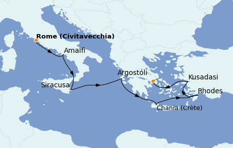 Itinéraire de la croisière Grèce & Adriatique 7 jours à bord du Riviera