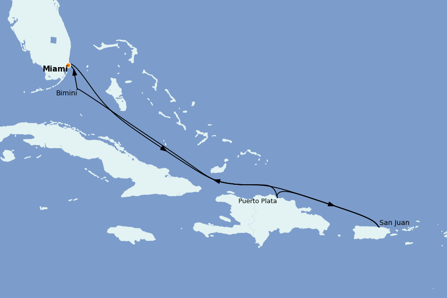 Itinéraire de la croisière Caraïbes de l'Est 7 jours à bord du Resilient Lady
