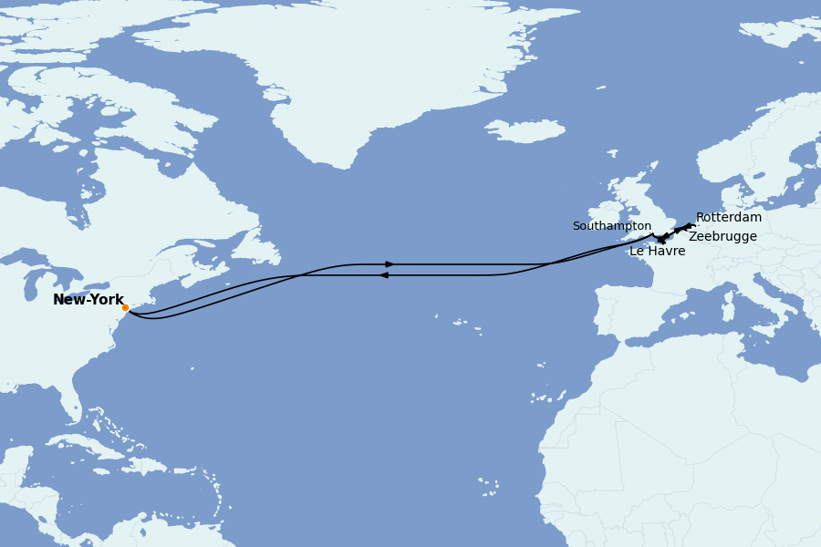 Itinéraire de la croisière Îles Britanniques 21 jours à bord du Queen Mary 2