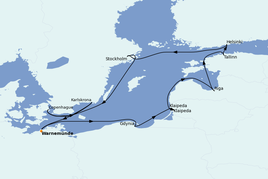 Itinéraire de la croisière Mer Baltique - Russie - Mer du Nord 11 jours à bord du MSC Magnifica