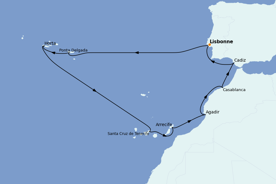 Itinéraire de la croisière Îles Canaries 10 jours à bord du Norwegian Star