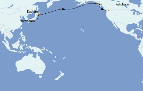 Itinéraire de la croisière Alaska 14 jours à bord du Ms Westerdam