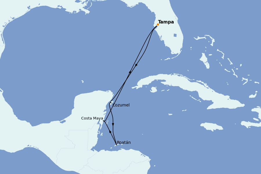 Itinéraire de la croisière Caraïbes de l'Ouest 6 jours à bord du Grandeur of the Seas