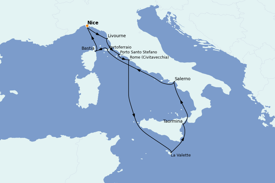 Itinerario del crucero Mediterráneo Occidental 12 días a bordo del Silver Shadow