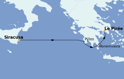 Itinéraire de la croisière Grèce & Adriatique 6 jours à bord du Star Clipper