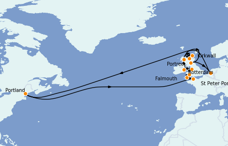 Itinéraire de la croisière Îles Britanniques 14 jours à bord du Ms Volendam