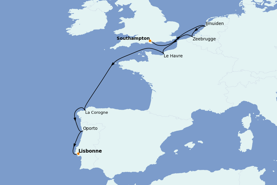 Itinéraire de la croisière Méditerranée 7 jours à bord du Norwegian Star