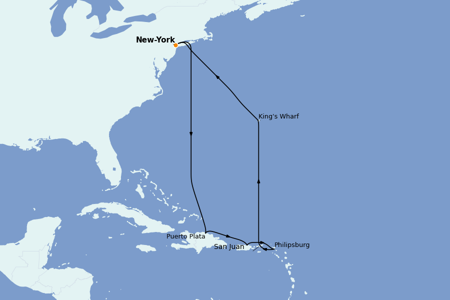 Itinéraire de la croisière Caraïbes de l'Est (Antilles) 10 jours à bord du Norwegian Escape