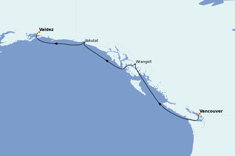 Itinéraire de la croisière Alaska 7 jours à bord du Explora III