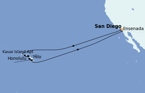Itinéraire de la croisière Hawaii 18 jours à bord du Ms Volendam