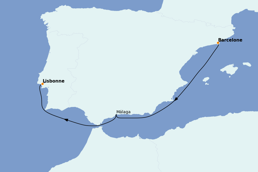 Itinéraire de la croisière Méditerranée 4 jours à bord du Explora II