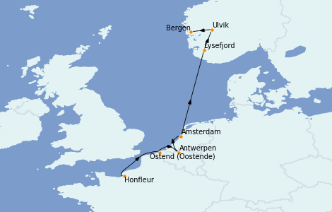 Itinéraire de la croisière Mer Baltique 8 jours à bord du Le Boréal