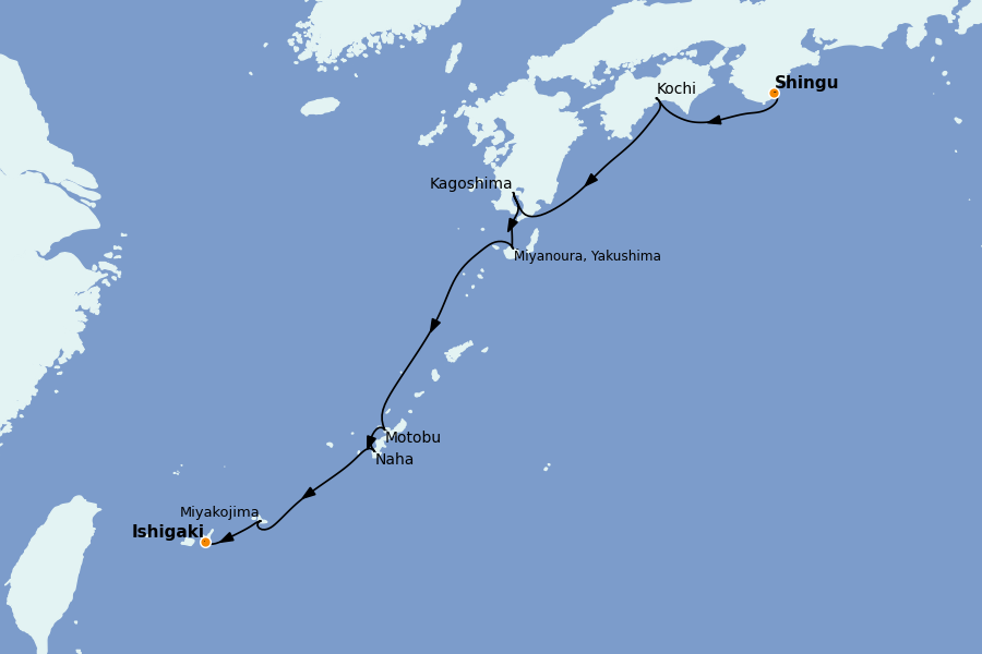Itinéraire de la croisière Asie 9 jours à bord du Le Soléal