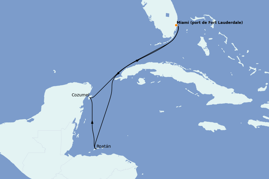 Itinéraire de la croisière Caraïbes de l'Ouest 6 jours à bord du Majestic Princess