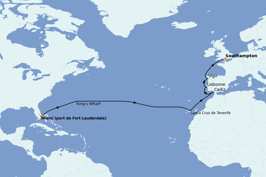 Itinéraire de la croisière Méditerranée Occidentale 16 jours à bord du Liberty of the Seas