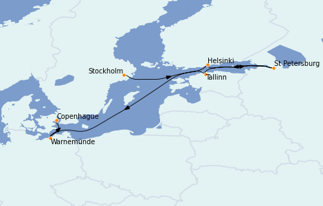 Itinéraire de la croisière Mer Baltique 7 jours à bord du Marina