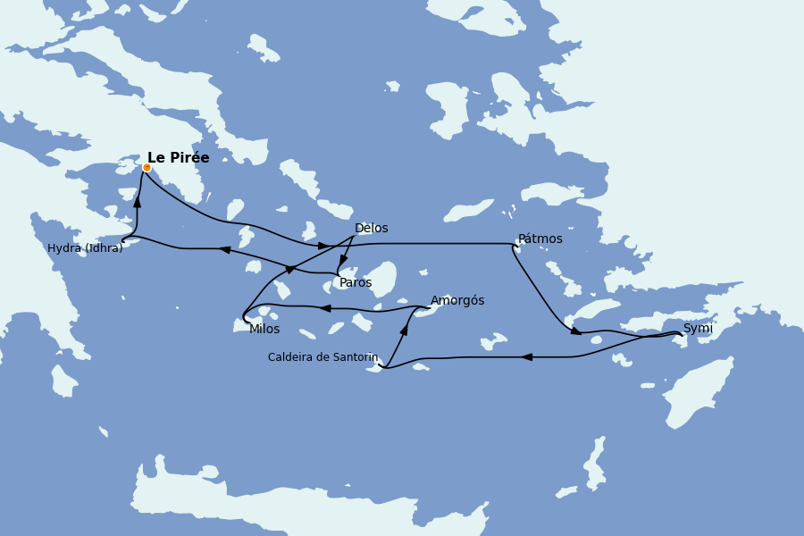 Itinéraire de la croisière Îles Grecques, Adriatique et Turquie - Méditerranée Orientale 7 jours à bord du L'Austral