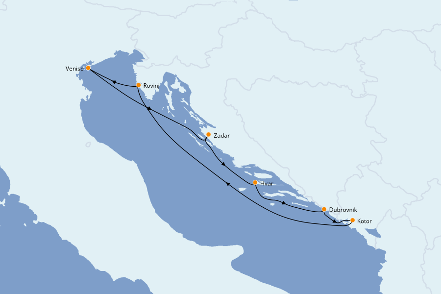 Itinéraire de la croisière Méditerranée Occidentale 7 jours à bord du Royal Clipper