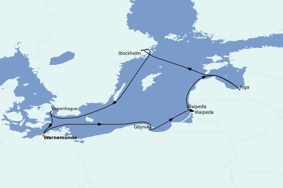 Itinéraire de la croisière Mer Baltique 7 jours à bord du MSC Poesia