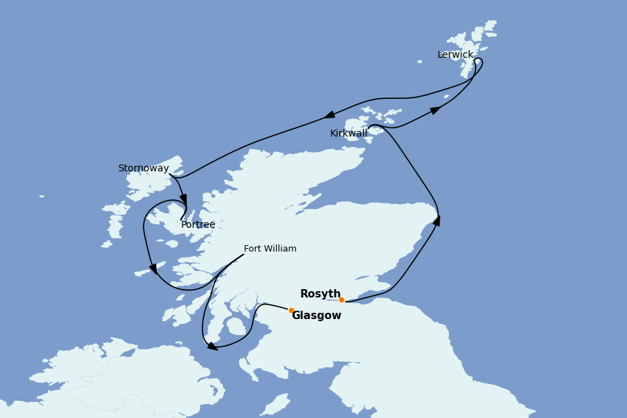 Itinéraire de la croisière Îles Britanniques 7 jours à bord du Le Bellot