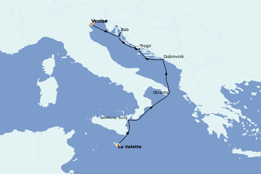 Itinéraire de la croisière Méditerranée Occidentale 8 jours à bord du Le Bougainville