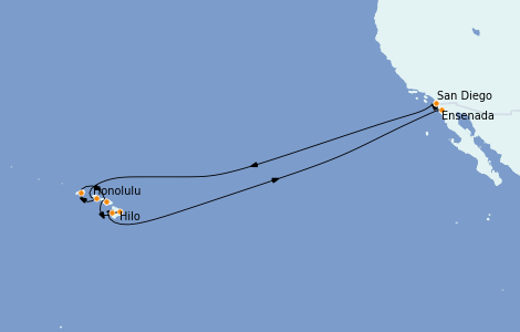 Itinéraire de la croisière Hawaii 17 jours à bord du Ms Koningsdam